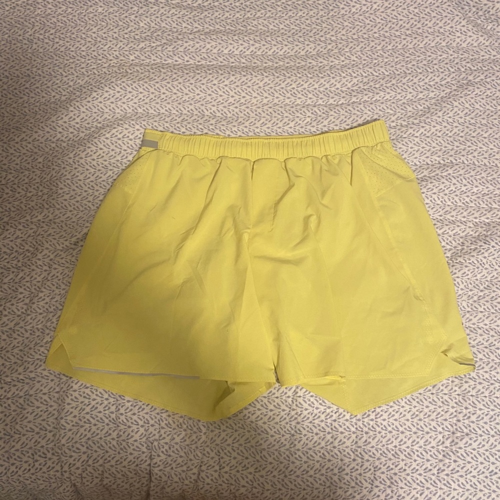 Used Mens neon  Lululemon shorts 6” with liner